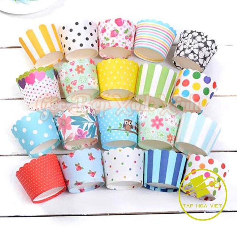 Lốc 50 Cốc Giấy Cupcakes_Cỡ TO