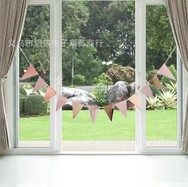 Dây Cờ Tam Giác Ép Kim_Vàng Hồng