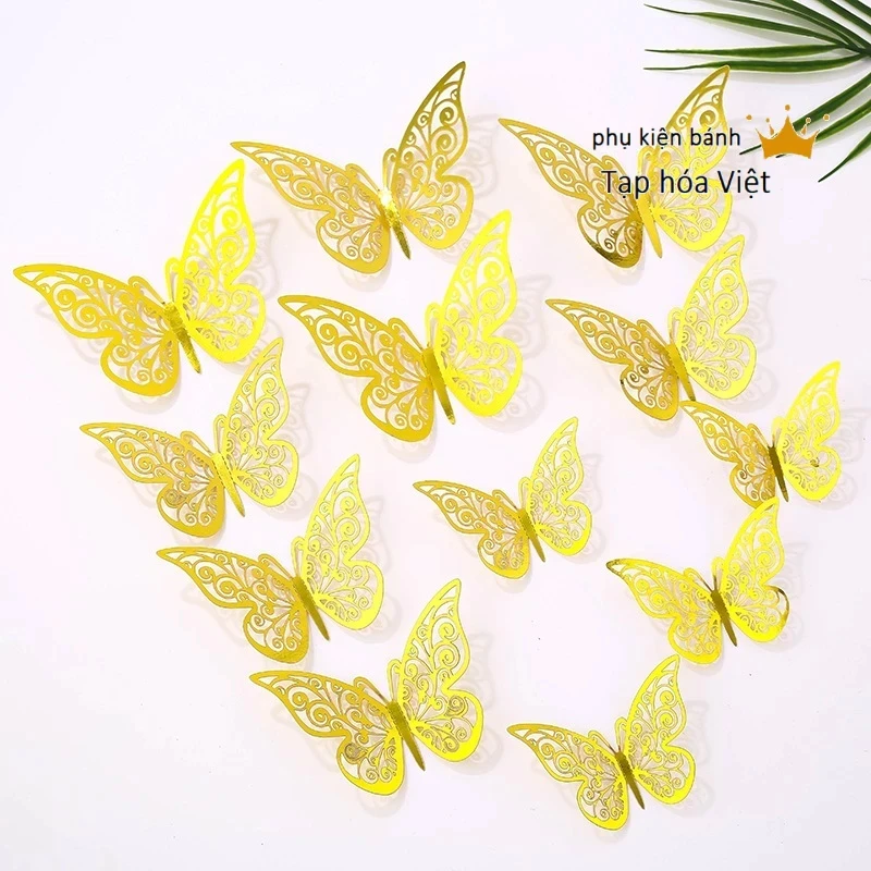 Set 12 Bướm Giấy 3D_Vàng