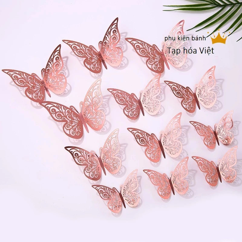 Set 12 Bướm Giấy 3D_Hồng