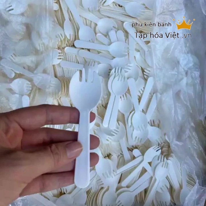 (1Kg) Bịch ~550 Chiếc Nĩa Nhựa_Trắng