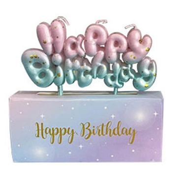 Nến Chữ HBD Liền_Mix Hồng Xanh
