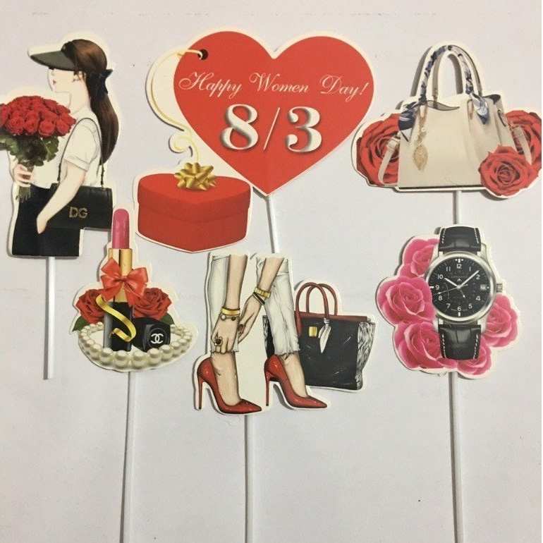 Set Giấy Ngày Phụ Nữ_Cầm Hoa
