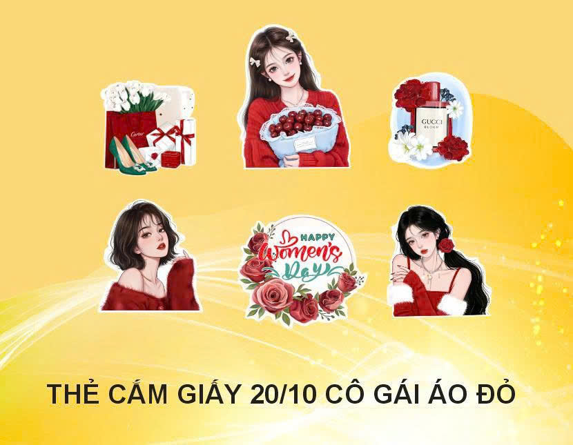 Set Giấy Ngày Phụ Nữ_Cầm Hoa