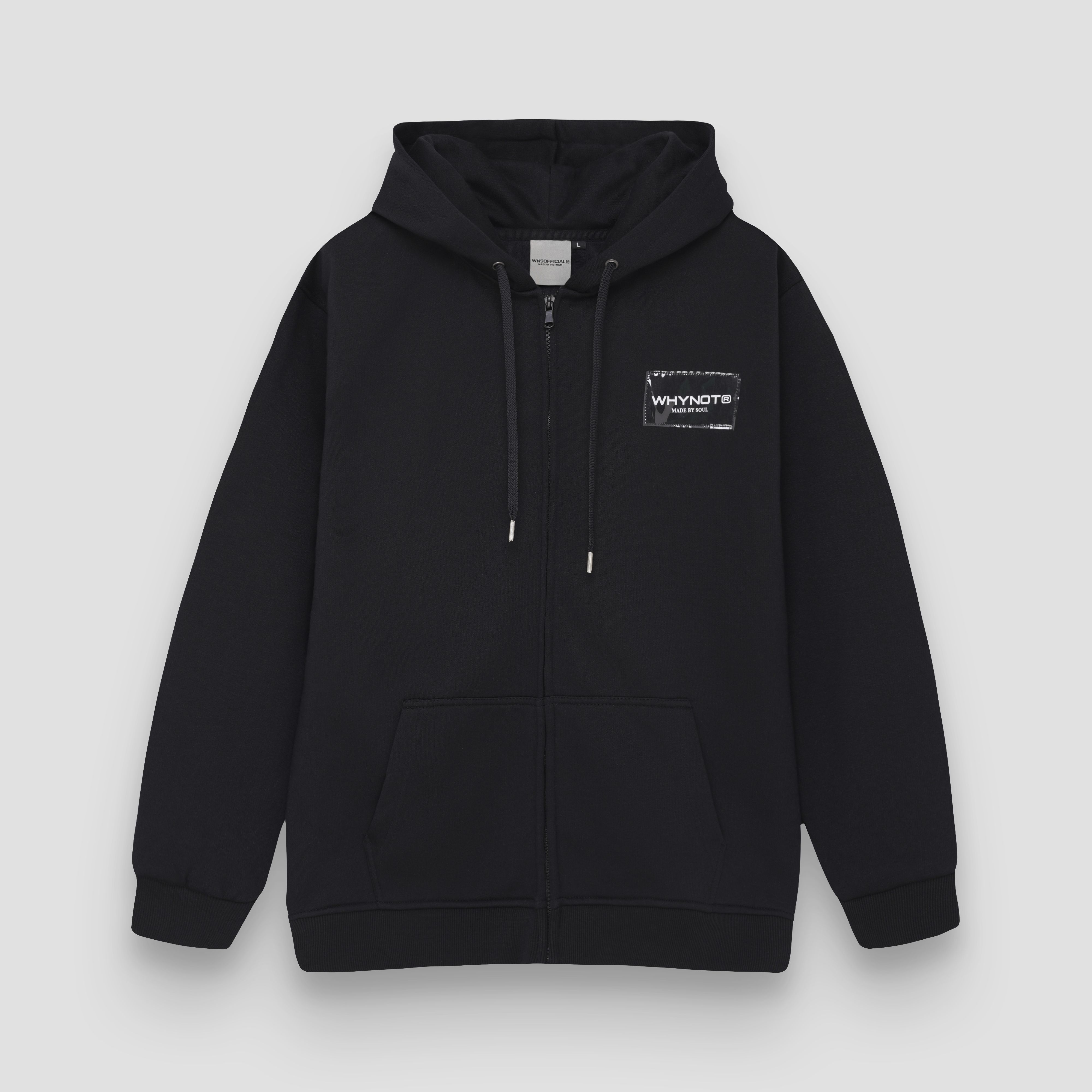 WNS PLASTIC HOODIE ZIP - BLACK