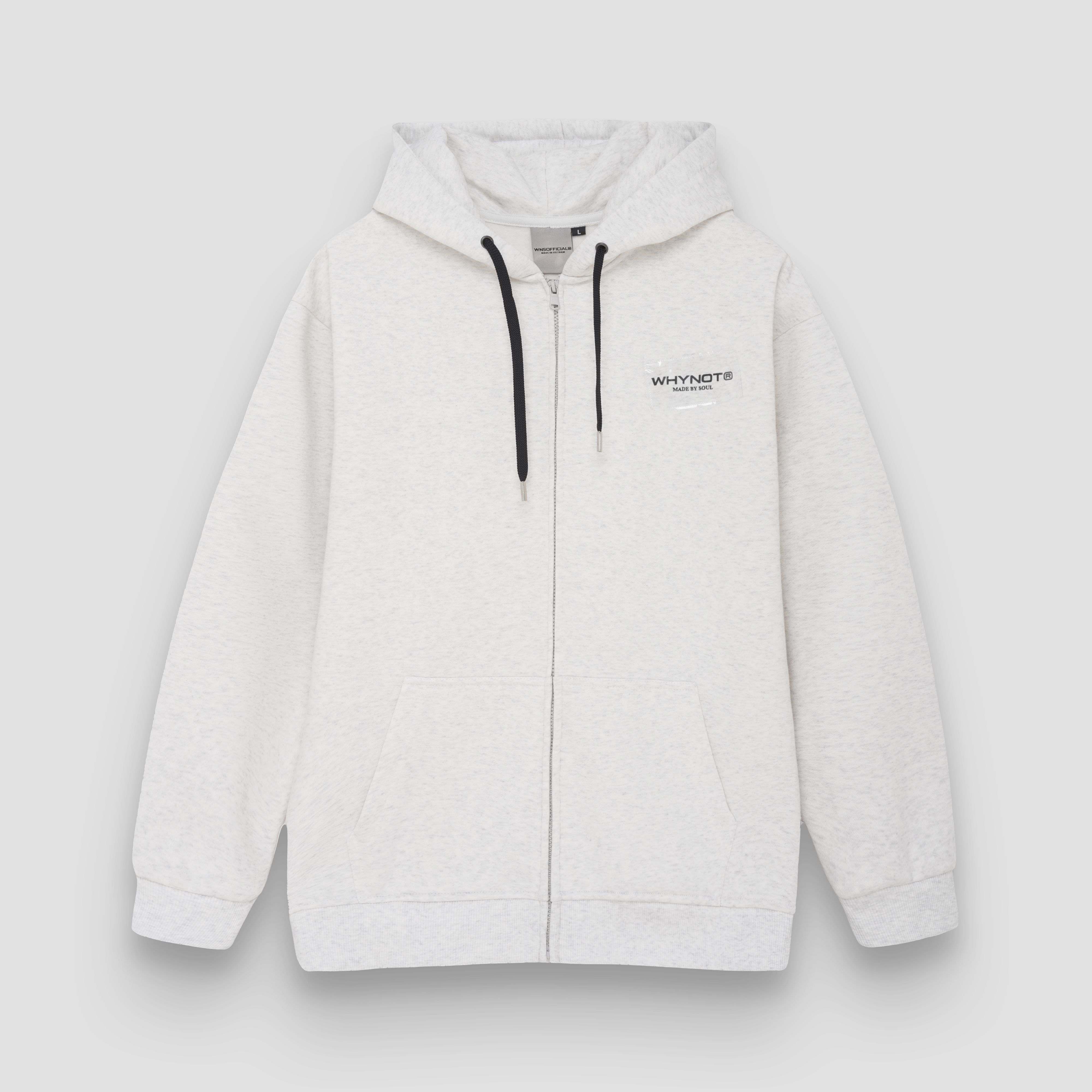 WNS PLASTIC HOODIE ZIP - LIGHT GREY