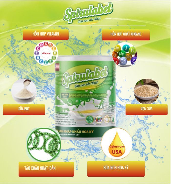 Sữa non tảo Nhật Spirulabet 800g