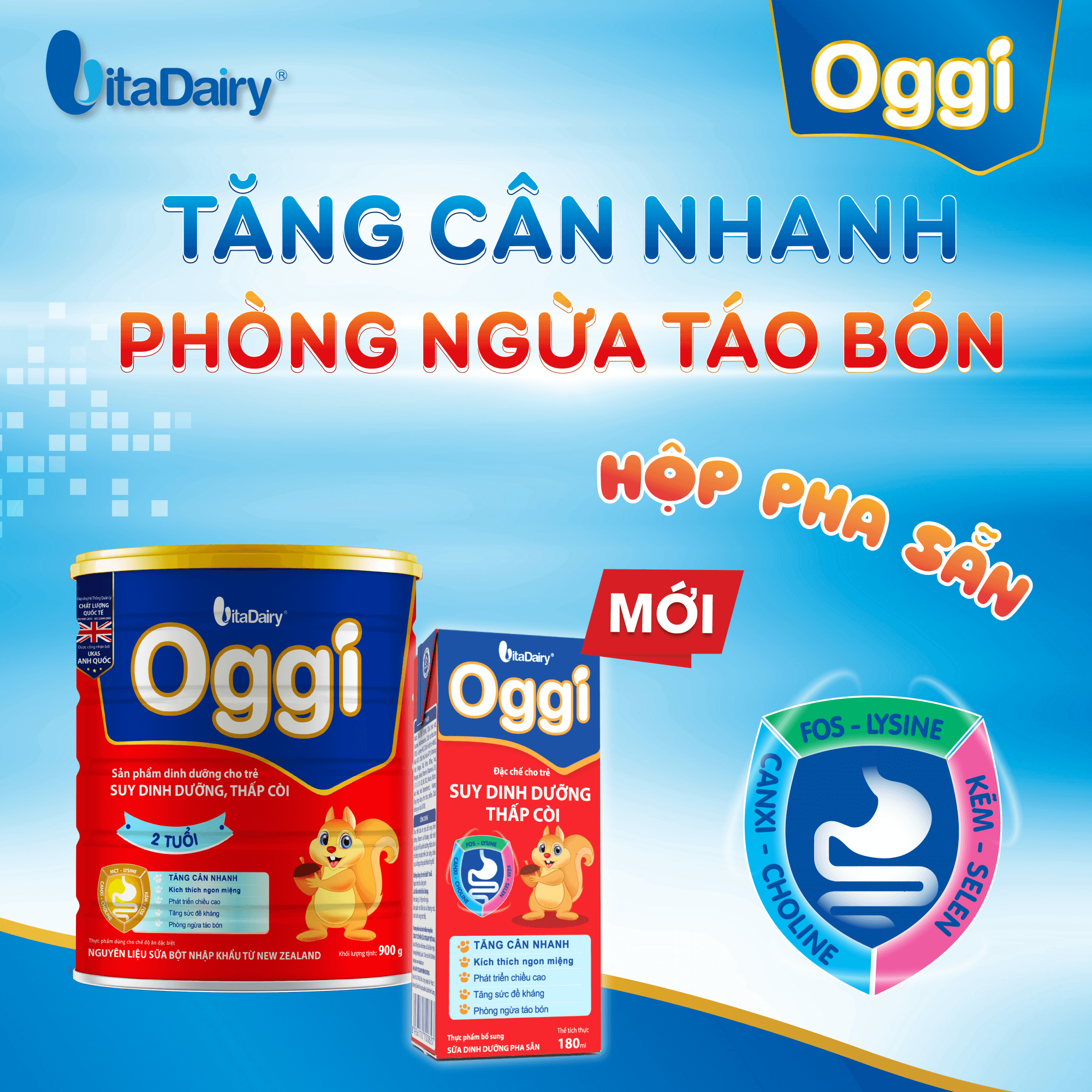 Oggi Suy dinh dưỡng Hộp pha sẵn có hộp 180ml và hộp 110ml.