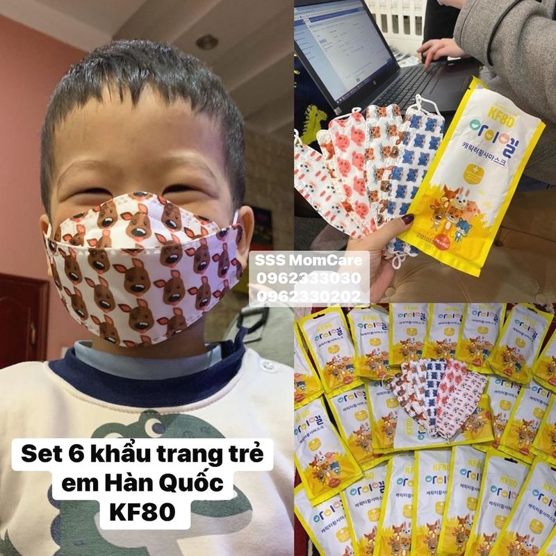 Set 6 khẩu trang KF80 Hàn hình thú Kids