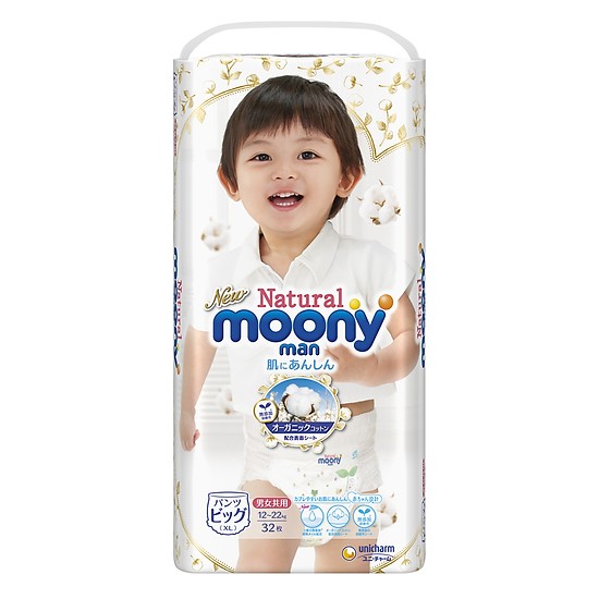 Bỉm quần Moony Natural XL32-NĐ