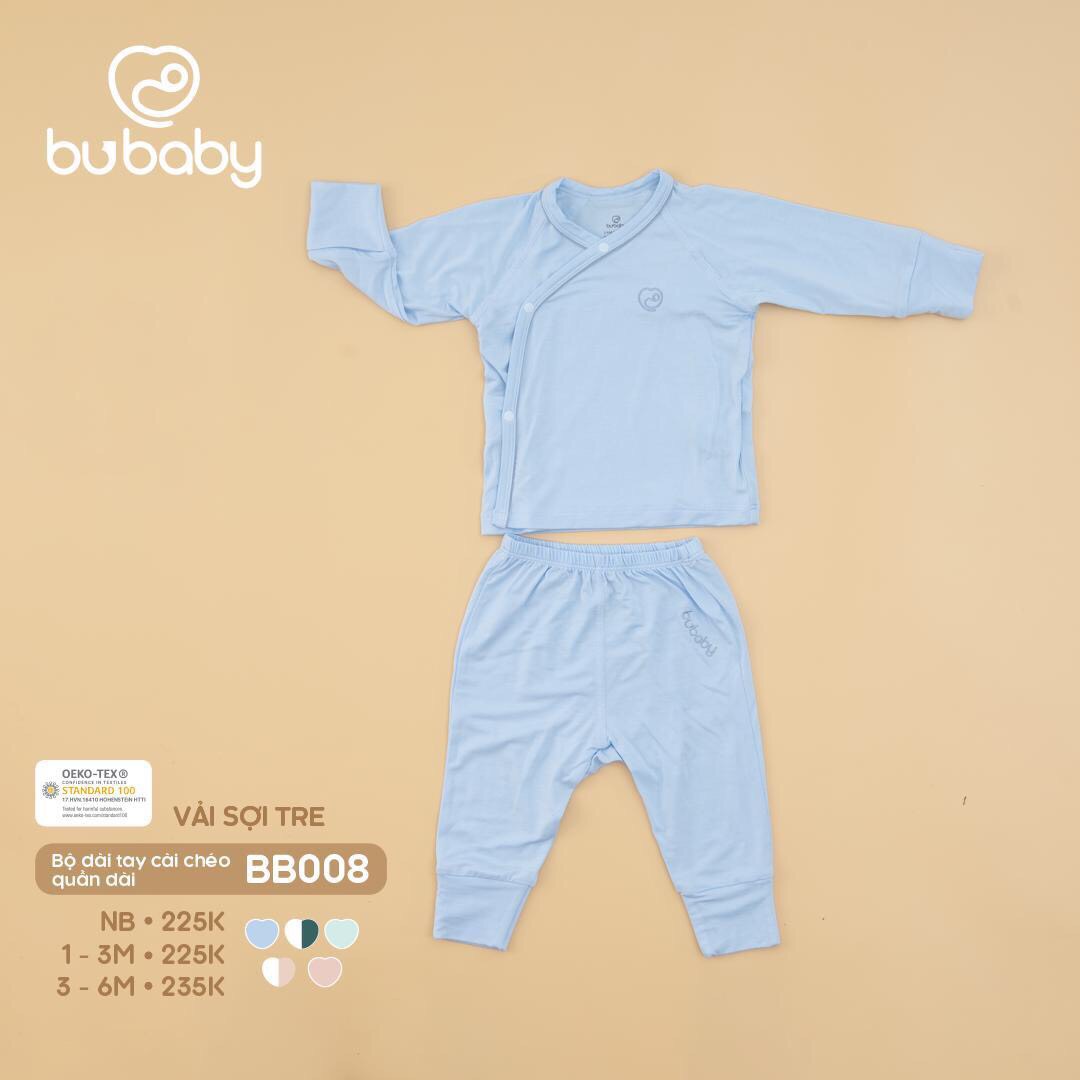 Bu Baby-Bộ dài tay cài chéo xanh 6-9M