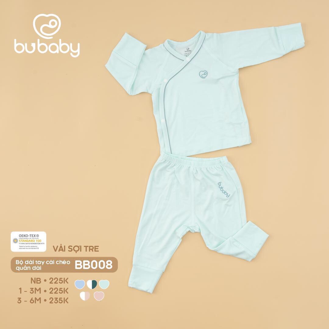 Bu Baby-Bộ dài tay cài chéo màu trắng 6-9M