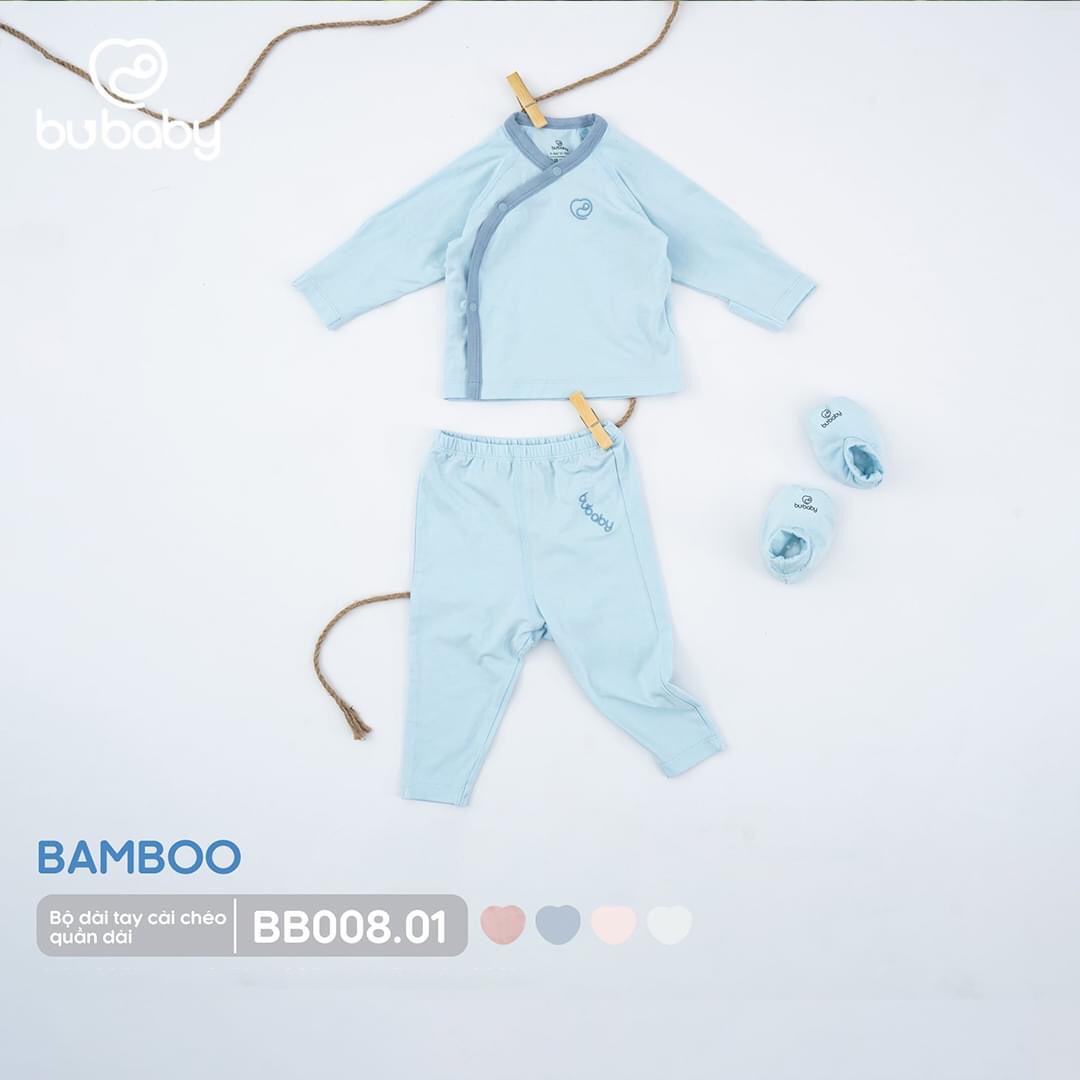 Bu Baby-Bộ dài tay cài vai quần dài màu cam 6-9M