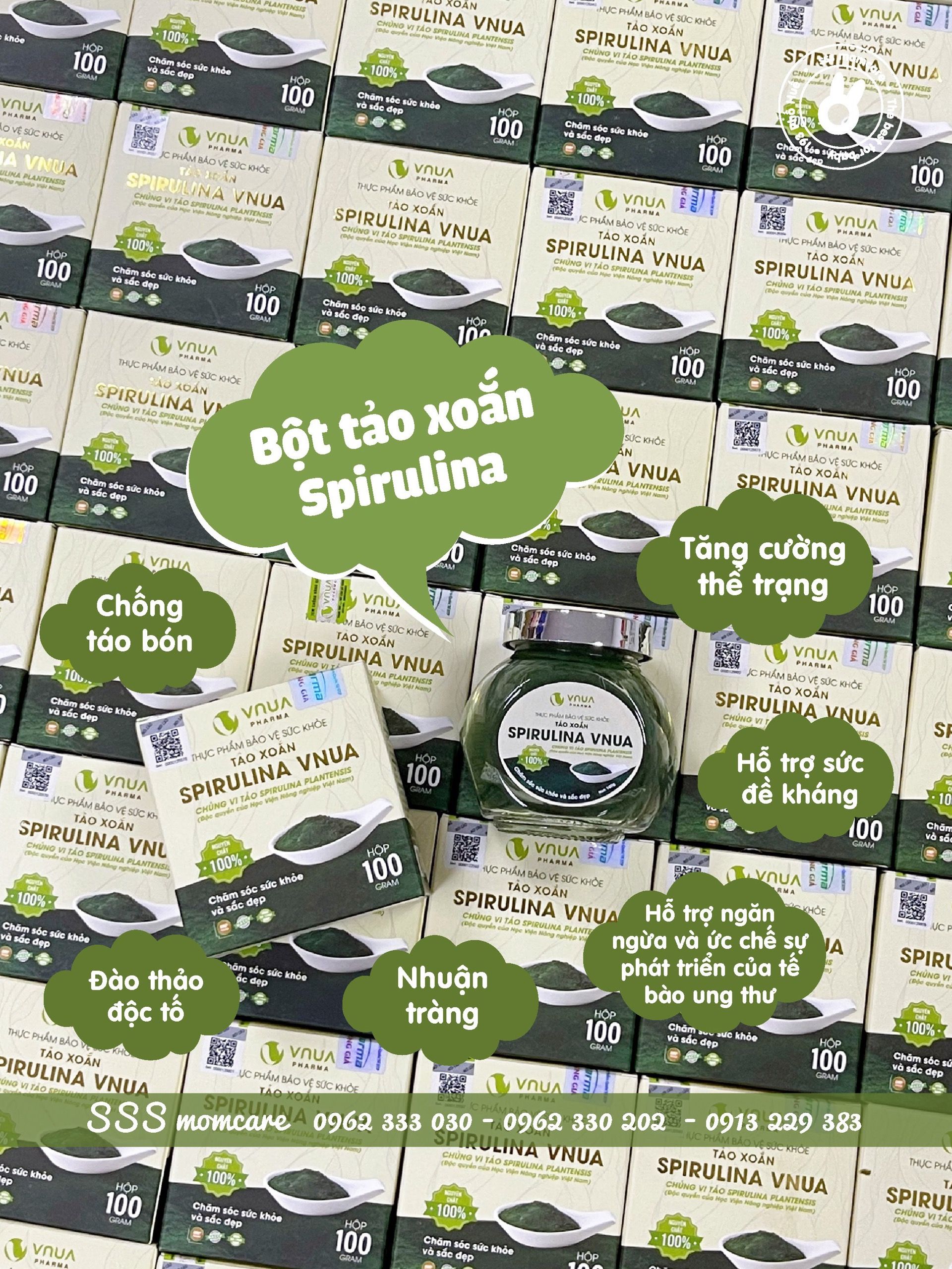 Vnua-Bột tảo xoắn Spirulina 100gr