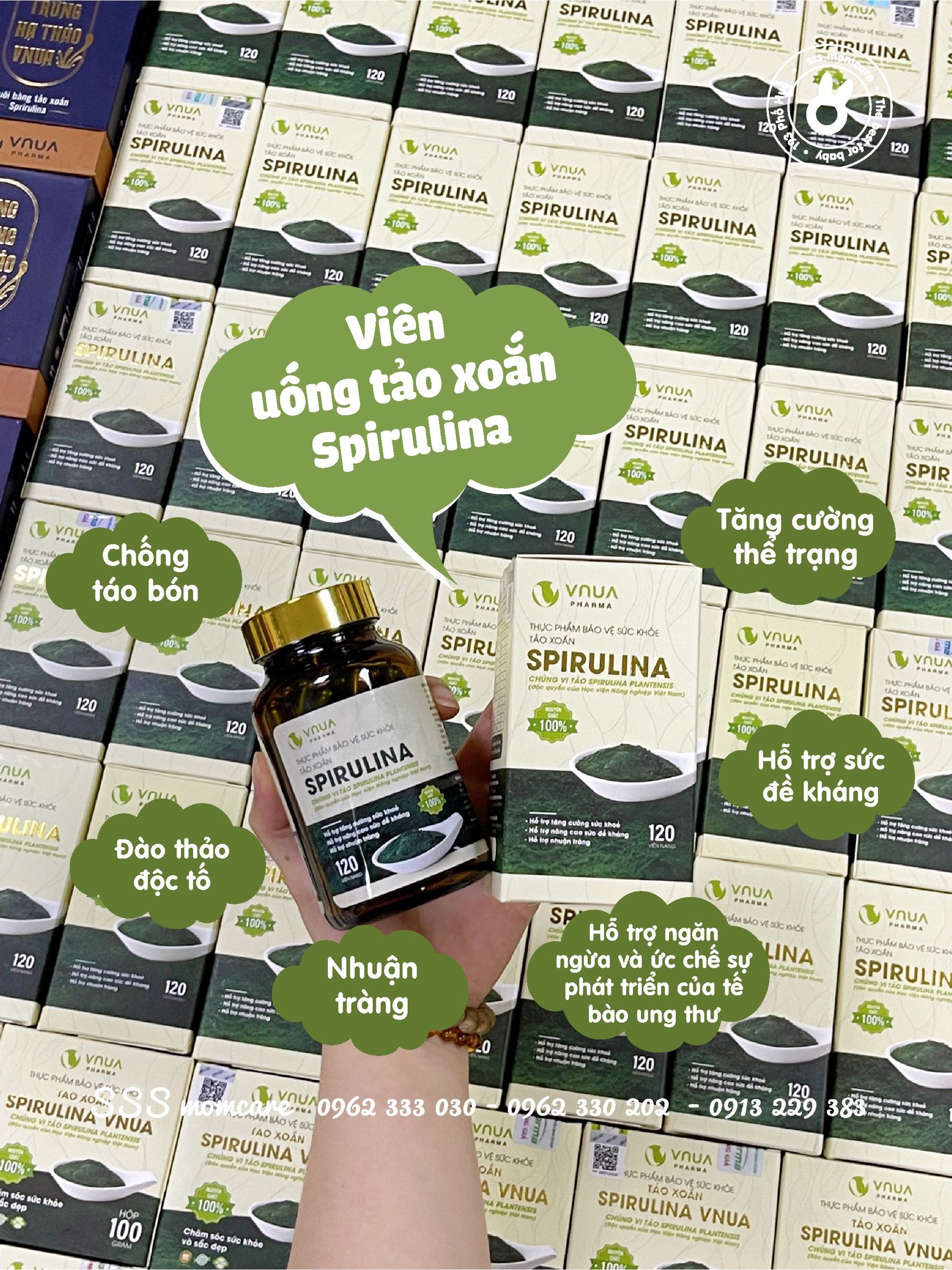 Vnua-Bột tảo xoắn Spirulina 100gr