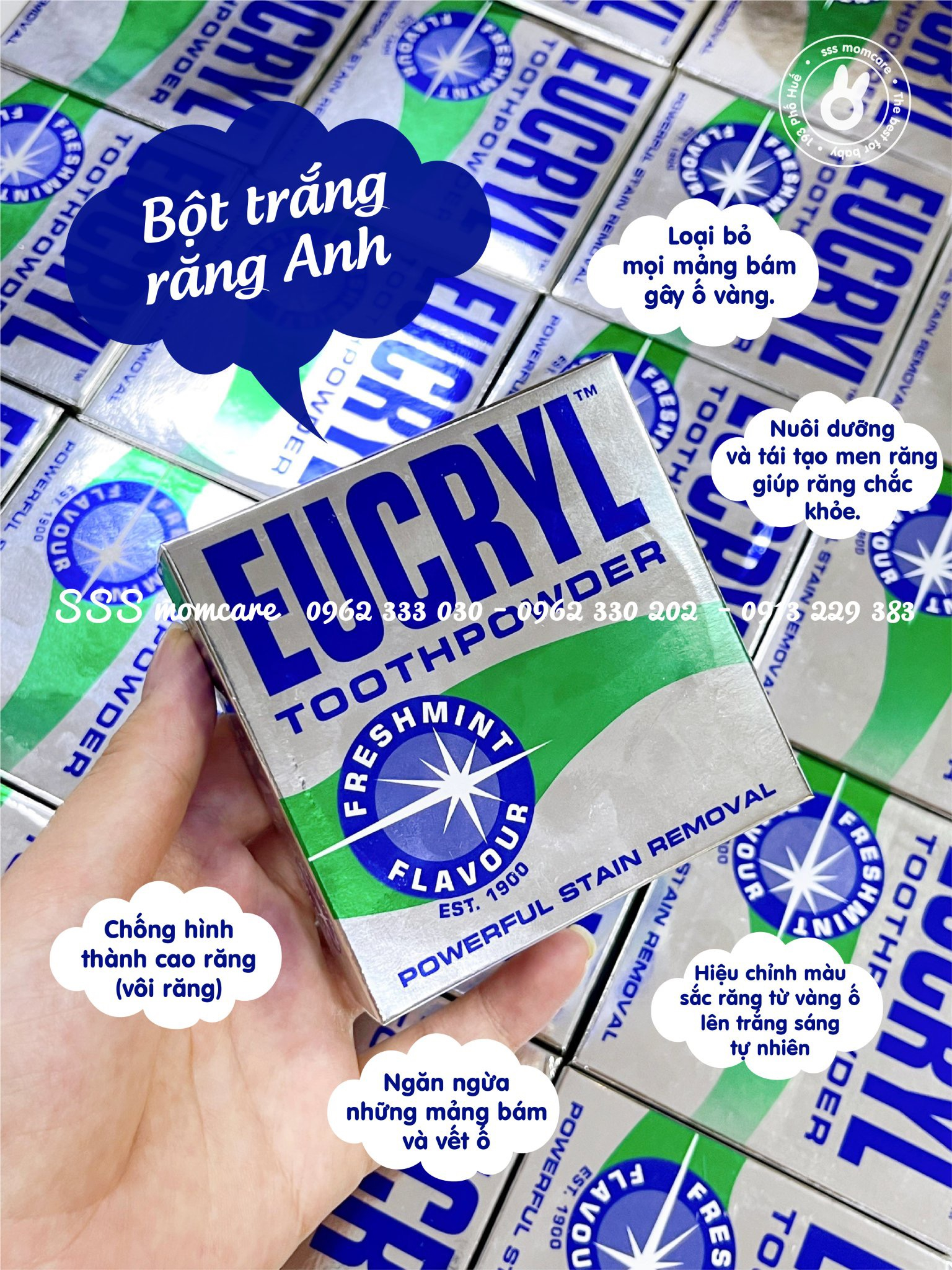 Bột tẩy trắng răng Eucryl Tooth Powder 50g