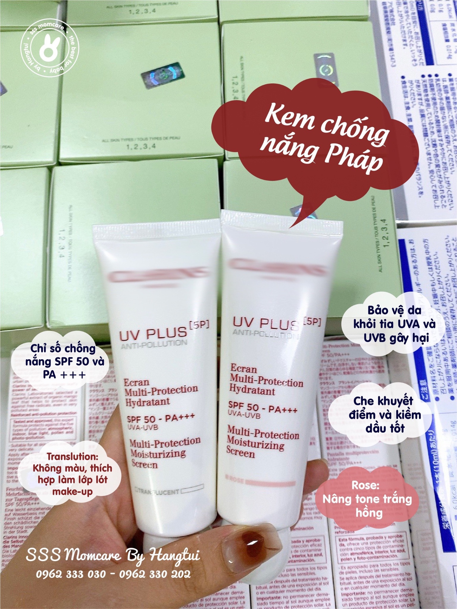 Kem chống nắng Clarins UV Plus 5P Rose 50ml