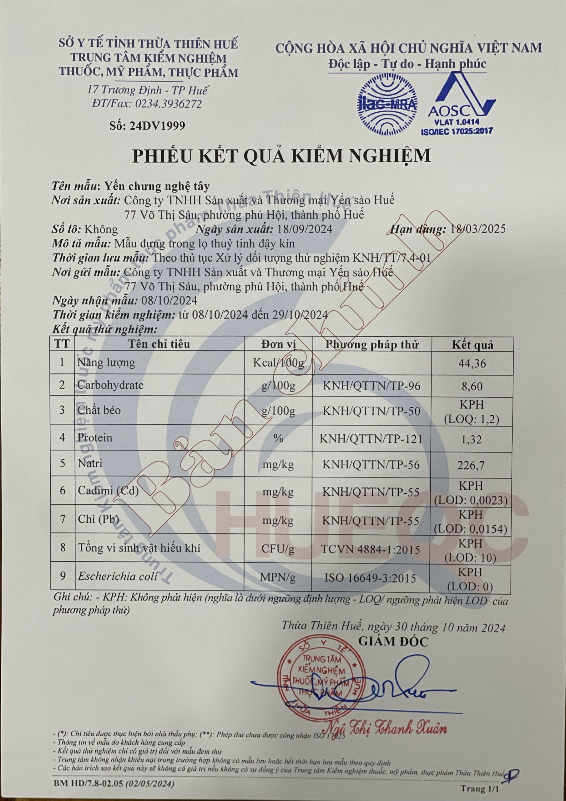 KIEM-DINH-CHAT-LUONG_Phiếu kiểm nghiệm yến chưng vị nghệ tây.jpg