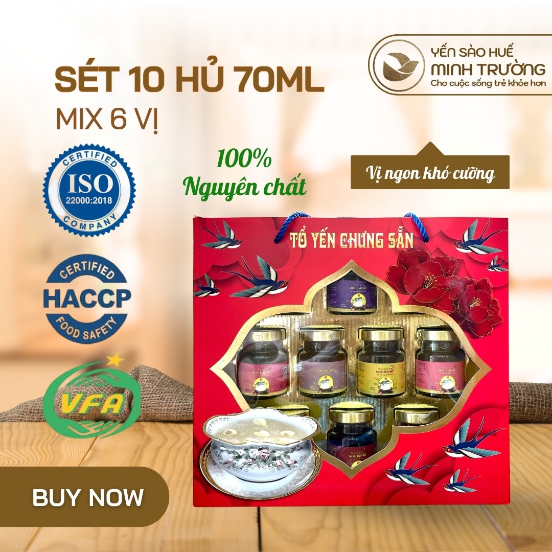 Yến hũ 70ml - set 10 hũ mix 6 vị