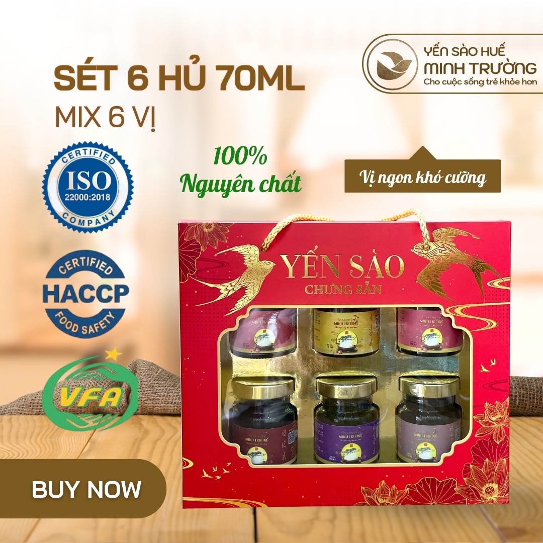 Yến hũ  70ml - set 6 hũ mix 6 vị