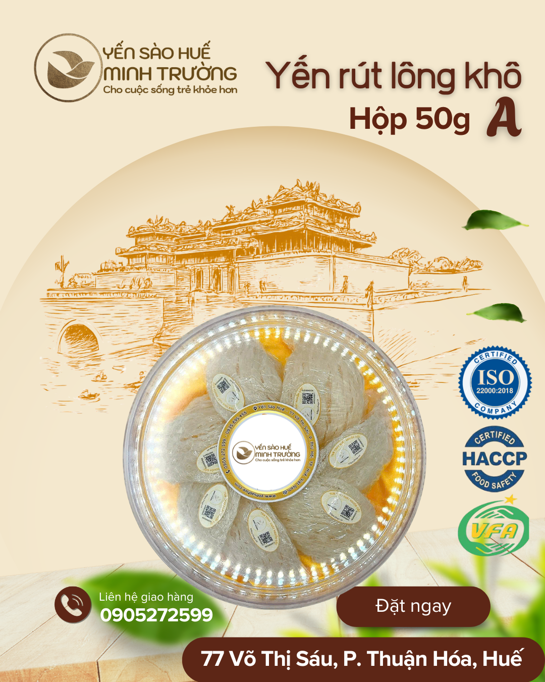YẾN RÚT LÔNG KHÔ NGUYÊN TỔ - Hộp 50g