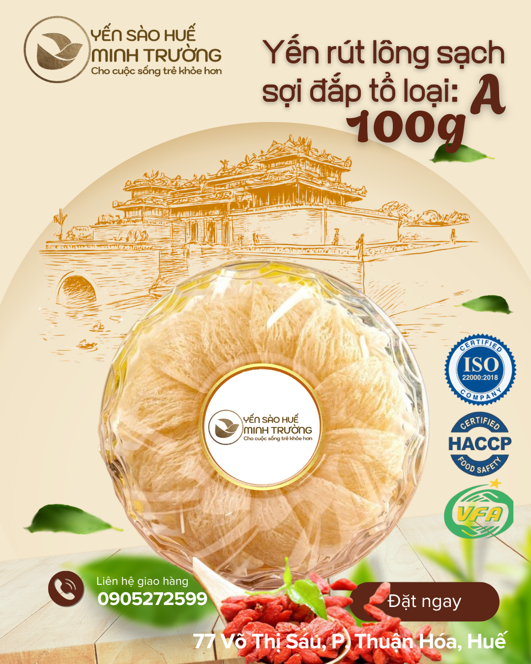 YẾN TINH CHẾ SỢI ĐẮP TỔ - HỘP 100g