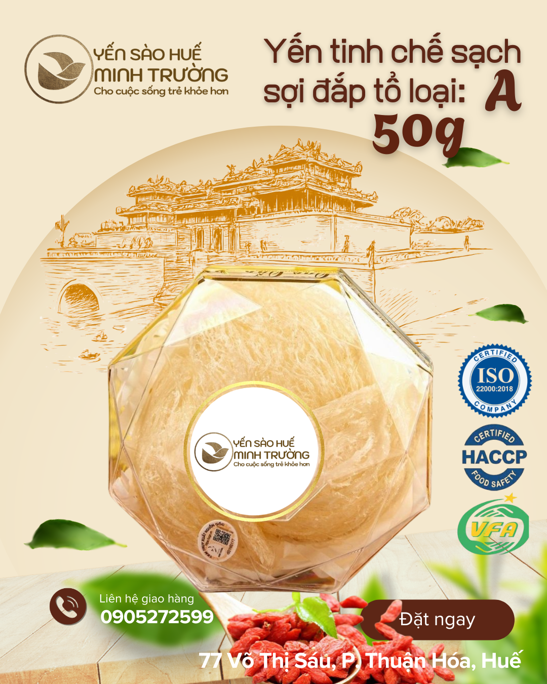 YẾN TINH CHẾ ĐẮP TỔ - HỘP 50g