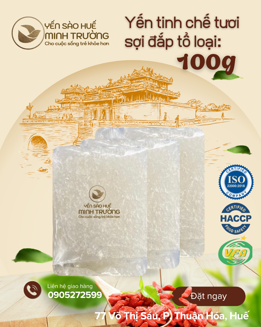 YẾN TINH CHẾ TƯƠI SỢI - 100g