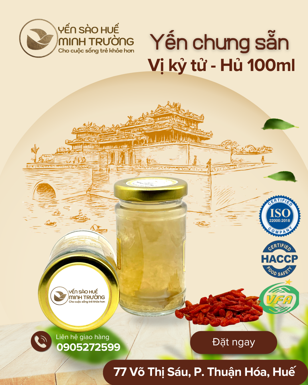 Yến chưng sẵn hủ 100ml - Vị Kỷ tử