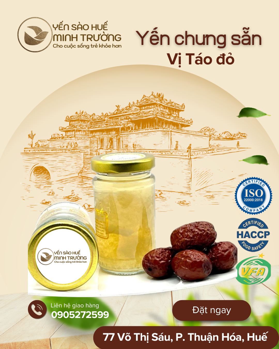 Yến chưng sẵn hủ 100ml - Vị Táo đỏ