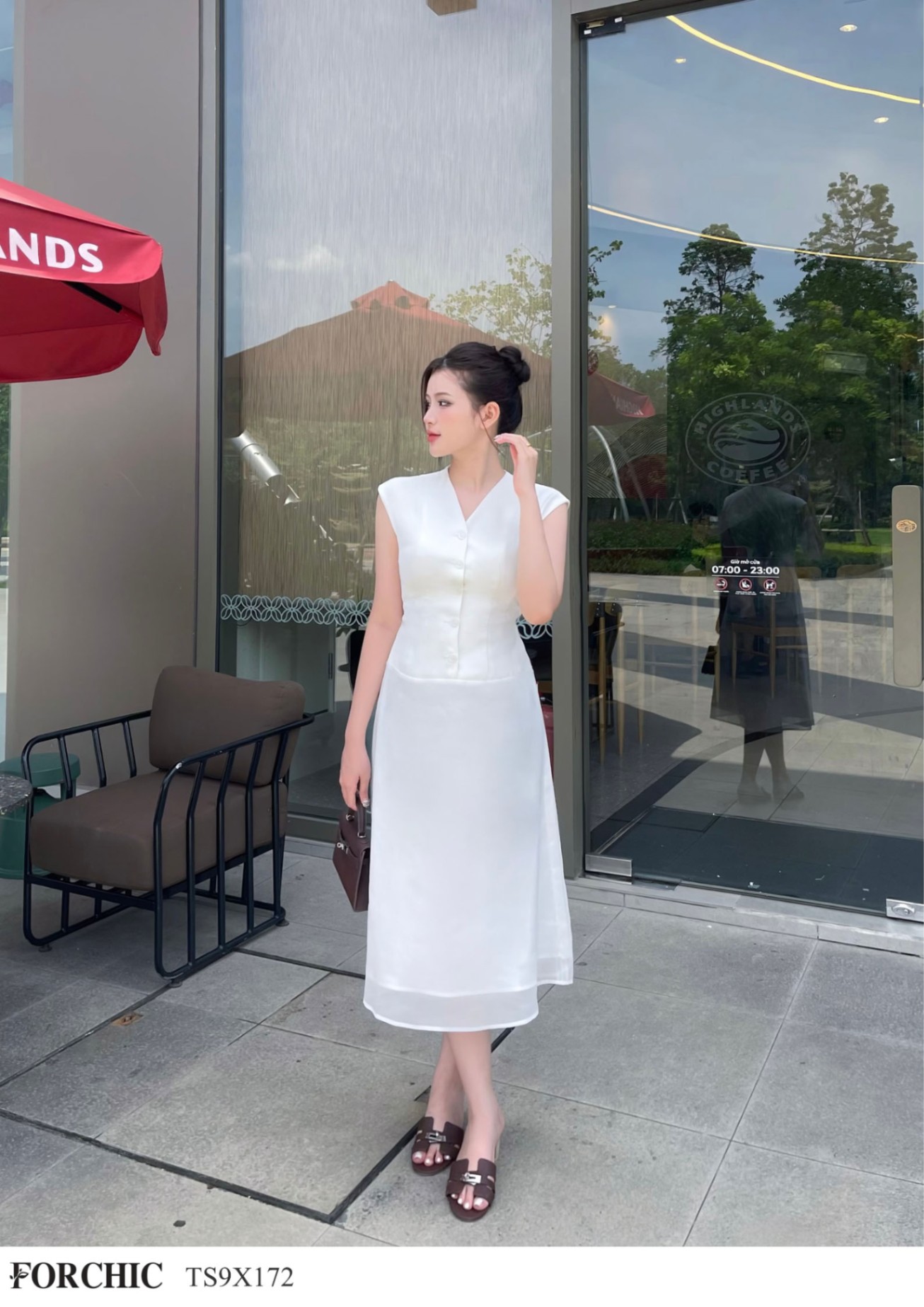 TS9X172 - Đầm Dior Trắng Phối Tơ Hàn Trắng