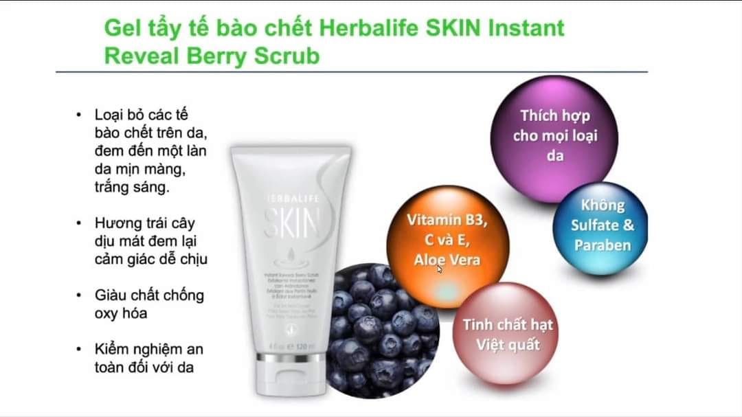 Gel Làm Sạch Tế Bào Da Chết (Herbalife Skin Instant Reveal Berry Scrub) -  120ml