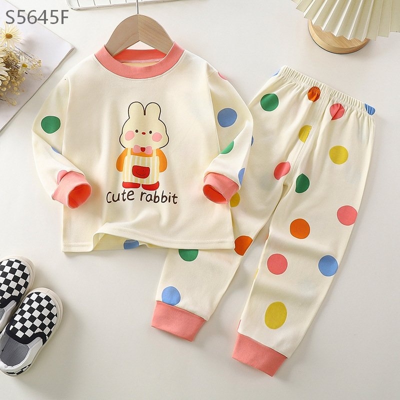 S5645F- Set Cotton Màu Thỏ Chấm Bi Cho Bé -73(7-9kg)