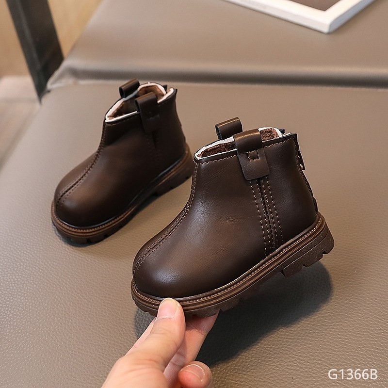 G1366B- Giày Boot Da Nâu Khóa Sau-15(11.5cm)