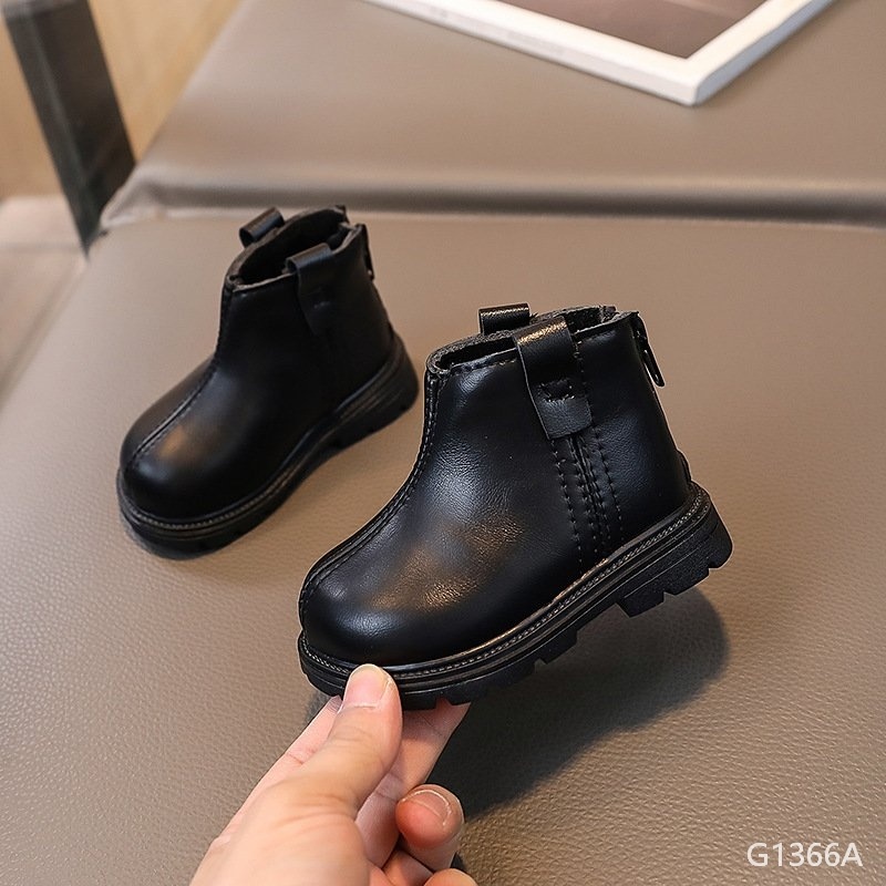 G1366A- Giày Boot Da Đen Khóa Sau-15(11.5cm)