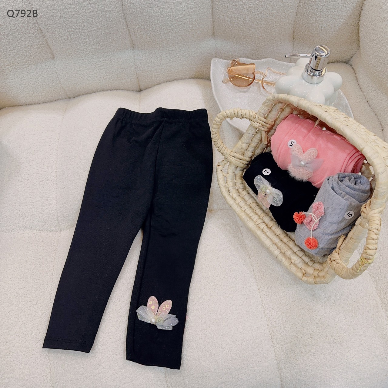 Q792B - Quần Legging Họa Tiết Ngẫu Nhiên Đen-1(8-10kg)