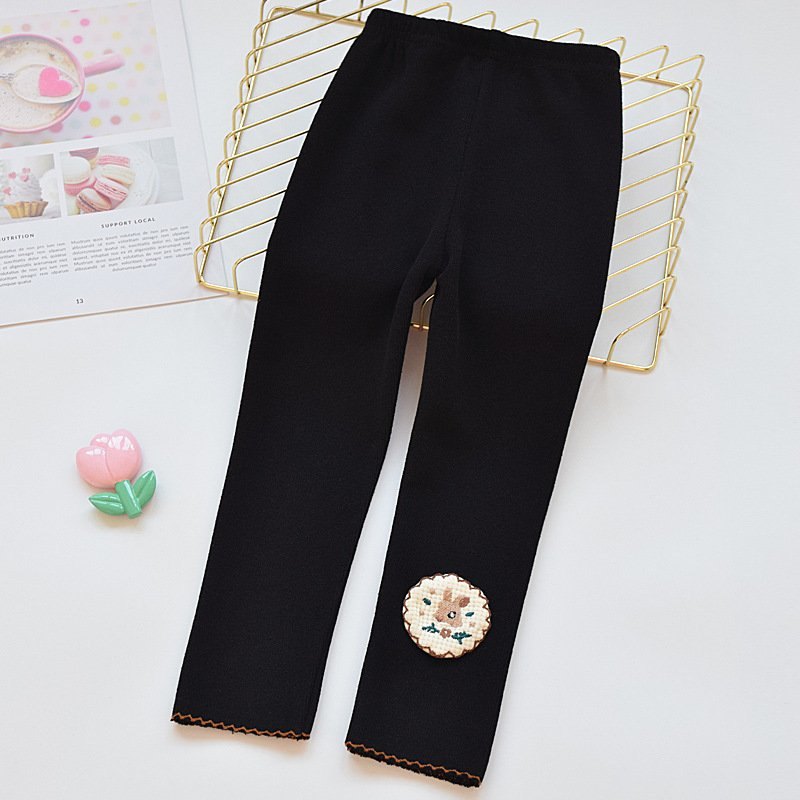 Q789A- Quần Legging Thêu Hoa Tròn Đen-90(9-11kg)