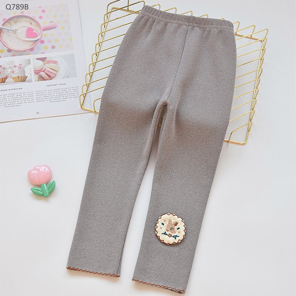 Q789B- Quần Legging Thêu Hoa Tròn Xám-90(9-11kg)