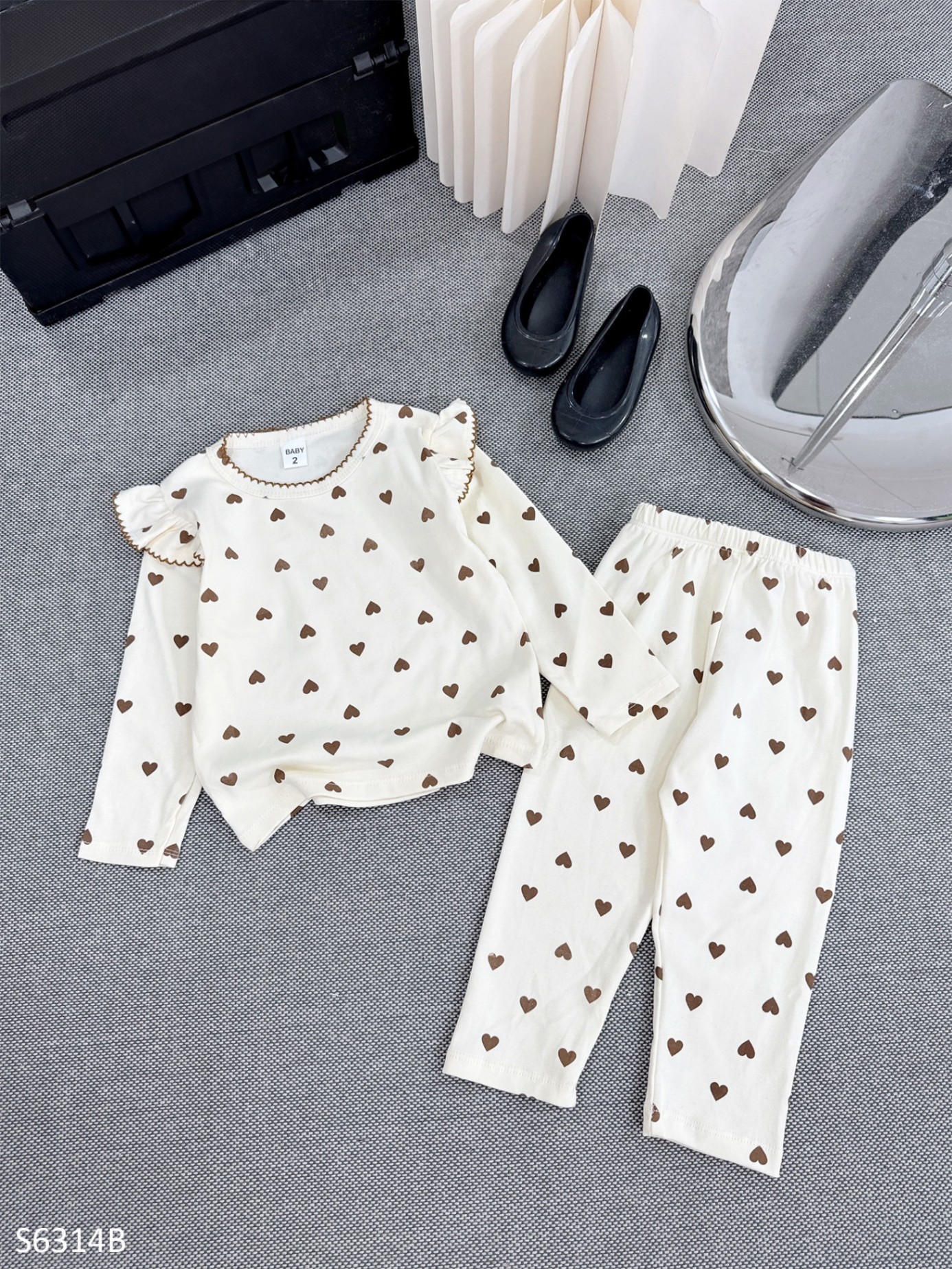 S6314B- Set Thun Cotton Tim Cánh Tiên Kem-1(8-11kg)