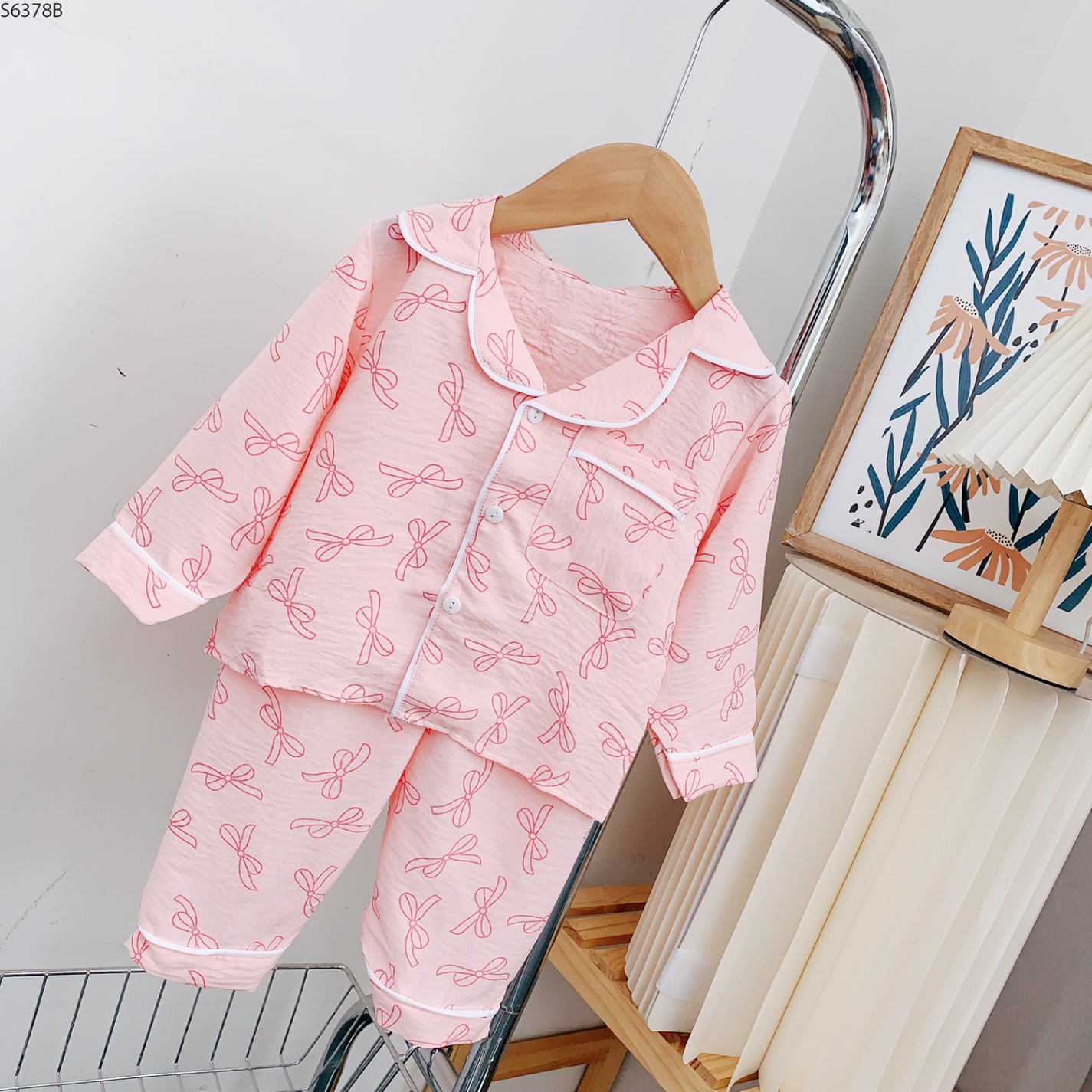 S6378B- Set Pijama Nơ Hồng-1(9-11kg)