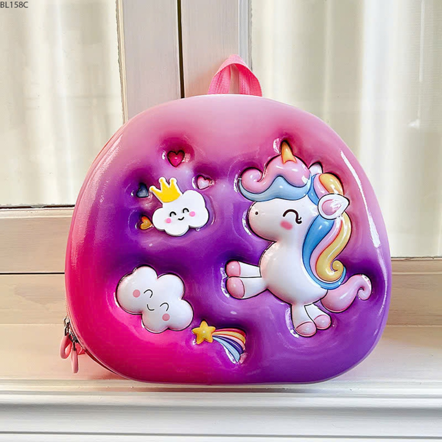 BL158C- Balo Ngựa Unicorn Đám Mây Tím-(28*9*24cm)