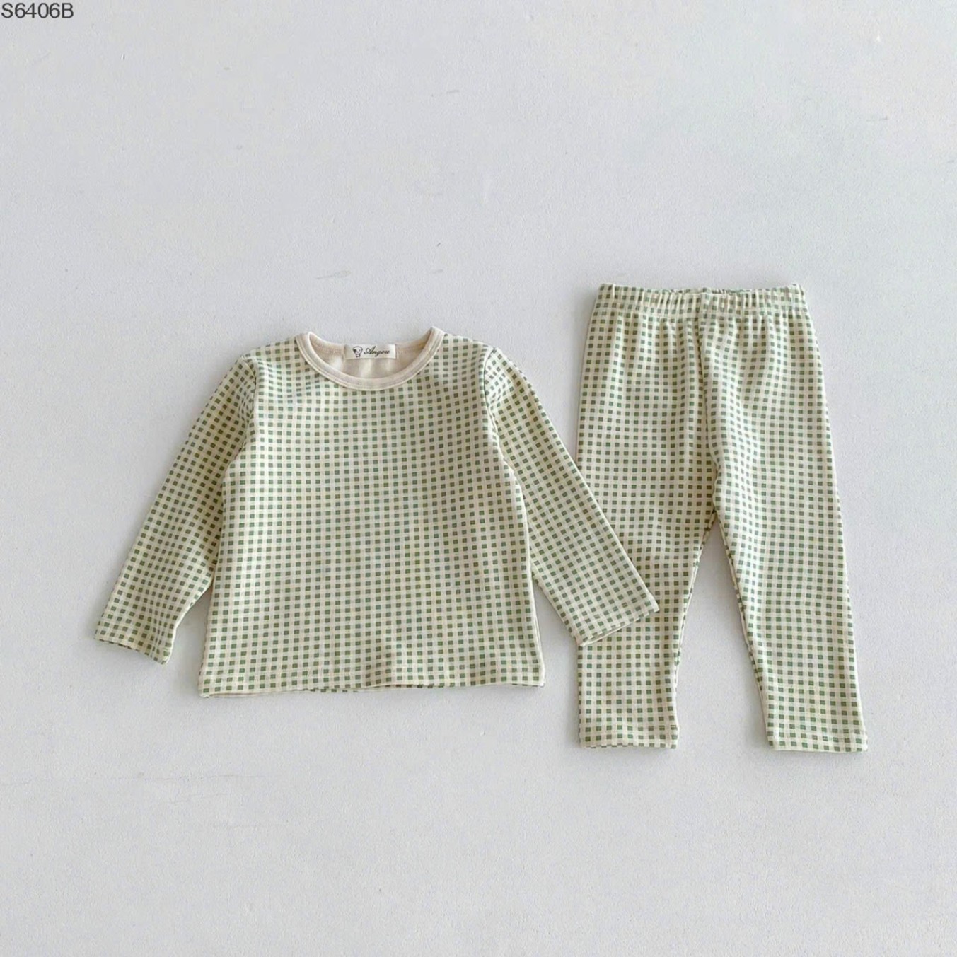 S6406B- Set Cotton Kẻ Vuông Xanh-1(8-11kg)