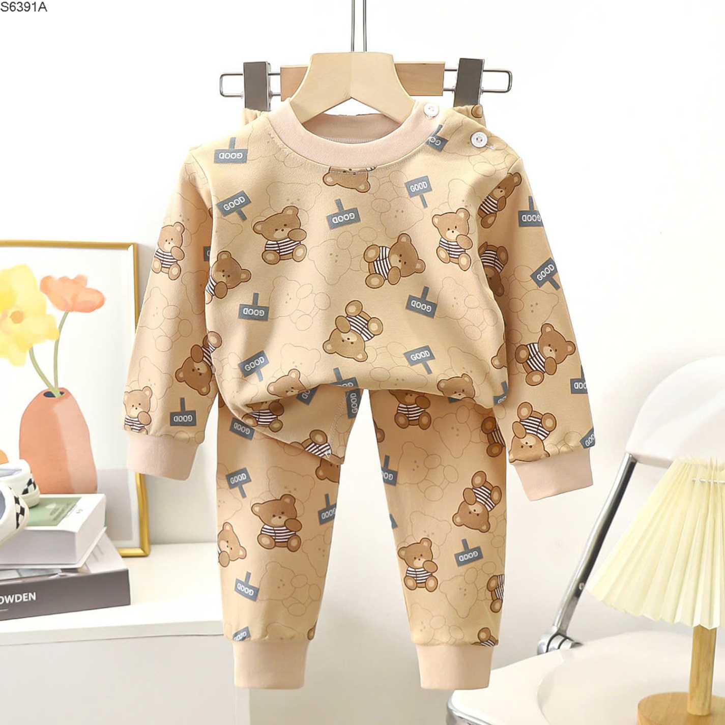 S6391A- Set Cotton Gấu Nâu Cho Bé -73(7-9kg)