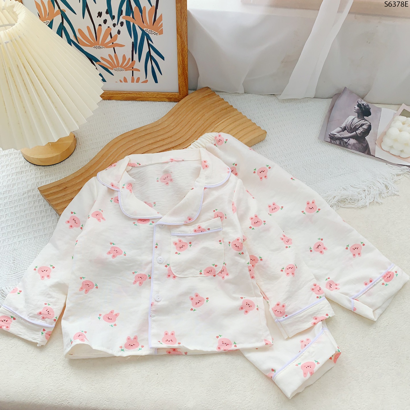 S6378E- Set Pijama Họa Tiết Thỏ Hoa Cho Bé-1(9-11kg)