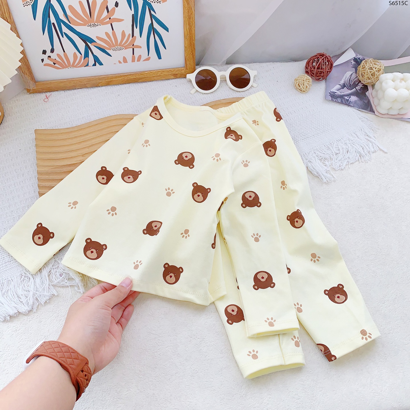 S6515C- Set Cotton Họa Tiết Gấu Nâu-80(8-10kg)