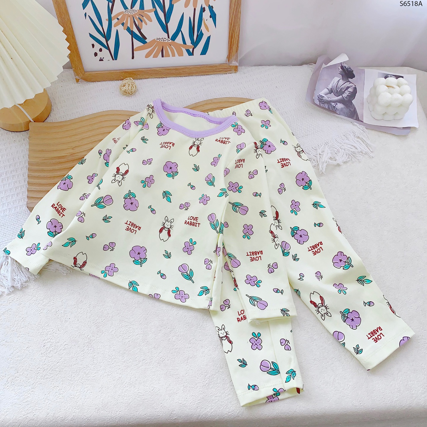 S6518A- Set Cotton Họa Tiết Hoa Tím-80(8-10kg)