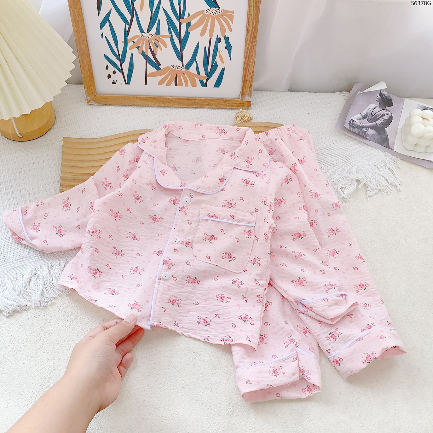 S6378G- Set Pijama Họa Tiết Hoa Hồng Nhí-1(80)(9-11kg)