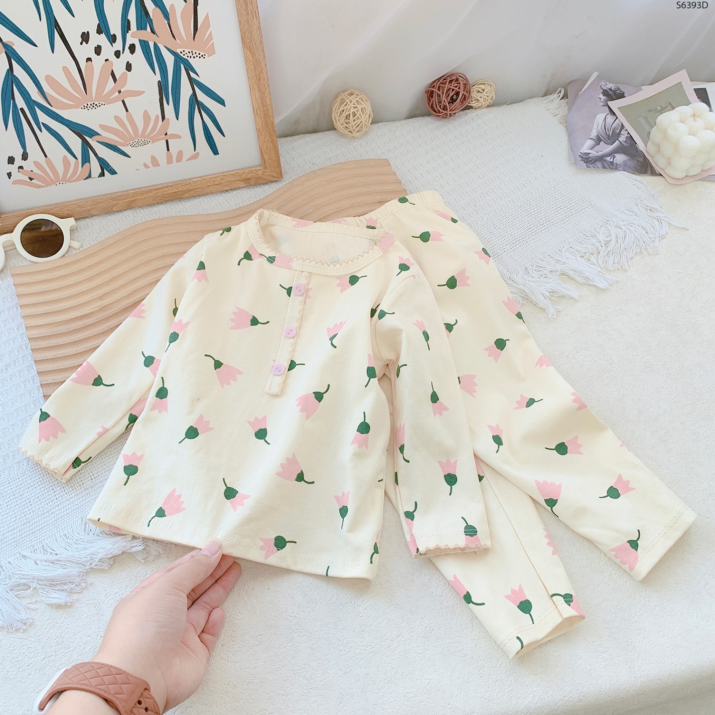 S6393D - Set Cotton Cổ Bèo Đính Cúc Tulip Hồng-1(80)(8-10kg)