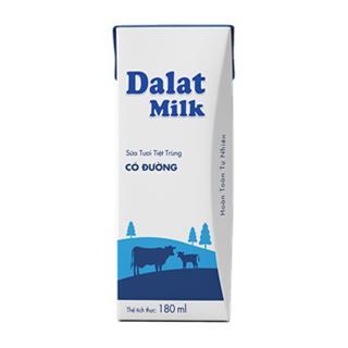 Sữa tươi tiệt trùng có đường Dalatmilk- Hộp 180ml