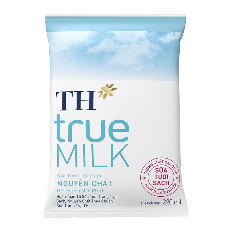 TH TrueMilk Sữa tiệt trùng nguyên chất - Bịch 220ml